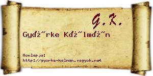 Györke Kálmán névjegykártya